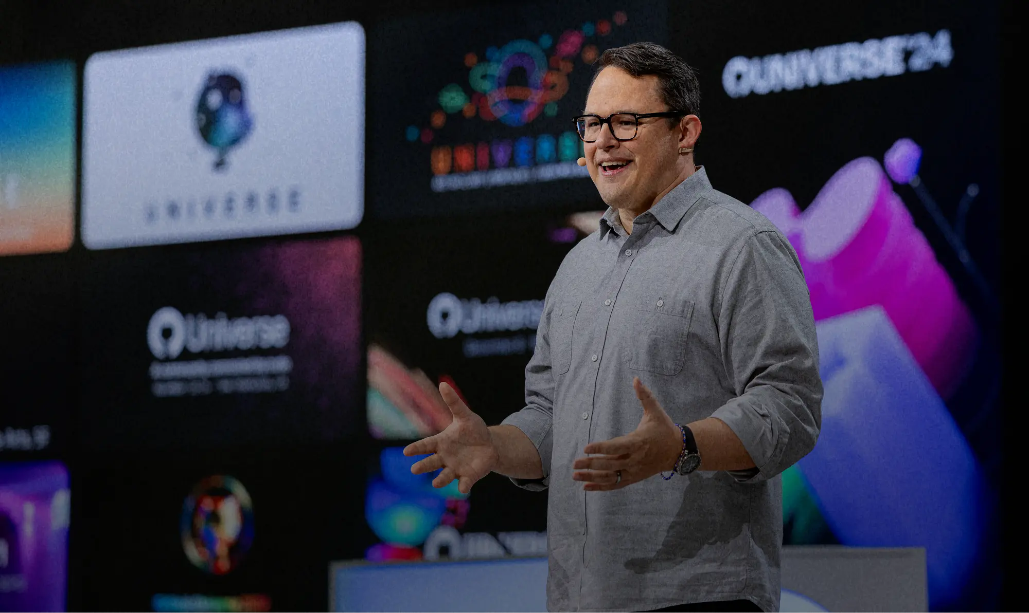 GitHub's COO Kyle Daigle on stage during a keynote